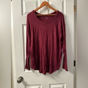 American Eagle Outfitters Deep Red Long Sleeve Tee